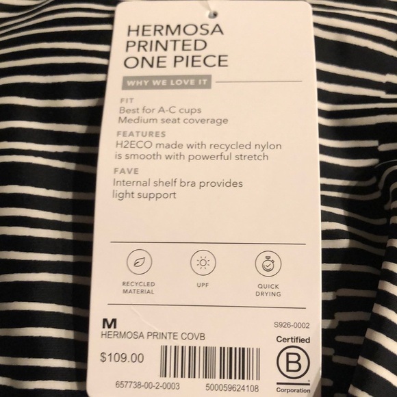 NWT! Athleta Hermosa Printed One Piece Swimsuit - Size Medium 🩵 - Picture 4 of 4
